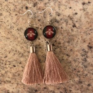 Golden gg bee silk Tassel earrings
